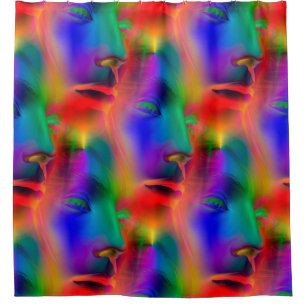 Psychedelic Face seamless pattern + your ideas Shower Curtain