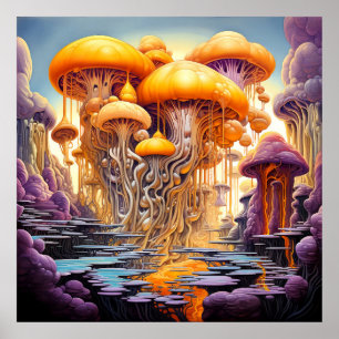 Psychedelic fantastic landscapes poster