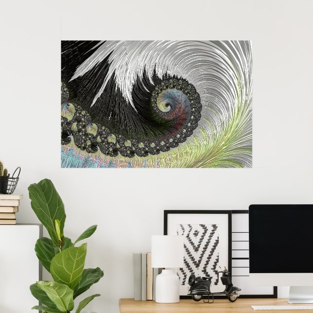 Psychedelic Fantasy Spiral Groovy Fractal Art Poster (Home Office)