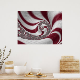 Psychedelic Fantasy Striped Magenta White Spiral Poster