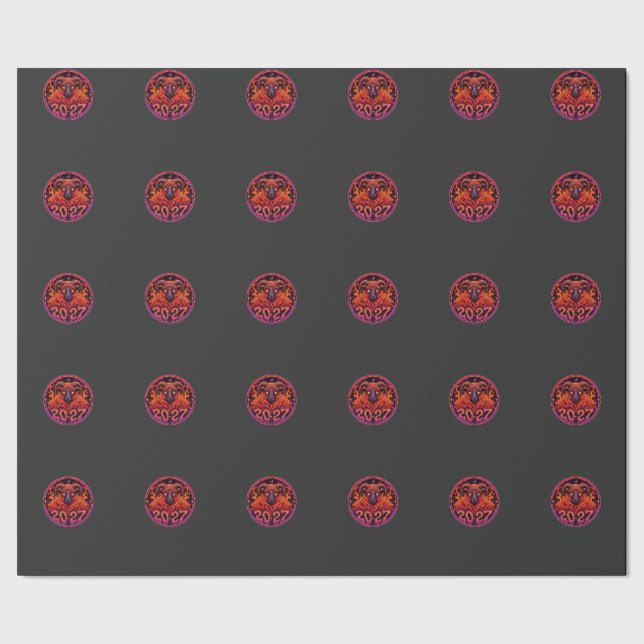 Psychedelic Fire Ram Aries  Wrapping Paper (Seam)