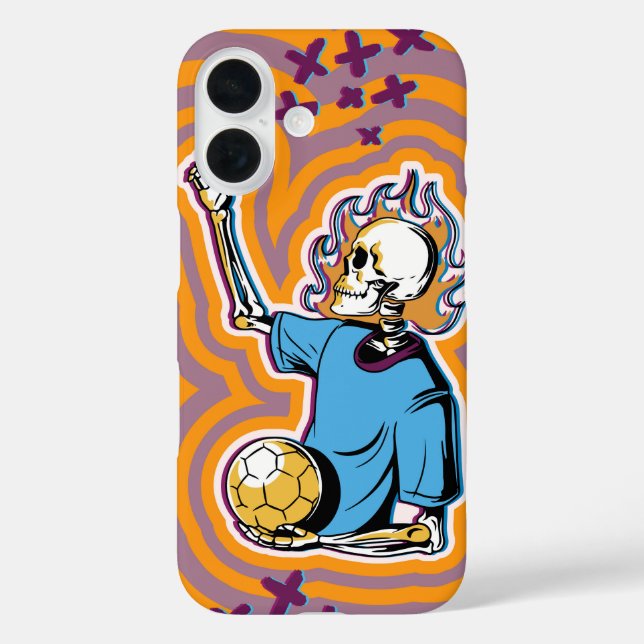 Psychedelic Flaming Soccer Skull Case-Mate iPhone Case (Back)