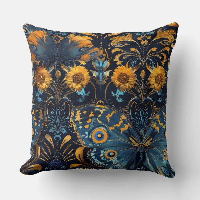 Psychedelic Flight Tapestry Botanical Cushion (Front)