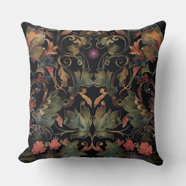 Psychedelic Flight Tapestry Botanical Cushion (Front)