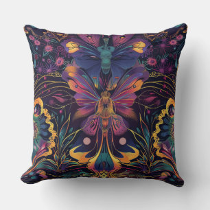 Psychedelic Flight Tapestry Botanical Cushion