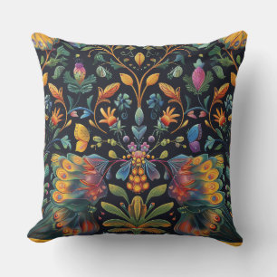 Psychedelic Flight Tapestry Botanical Cushion