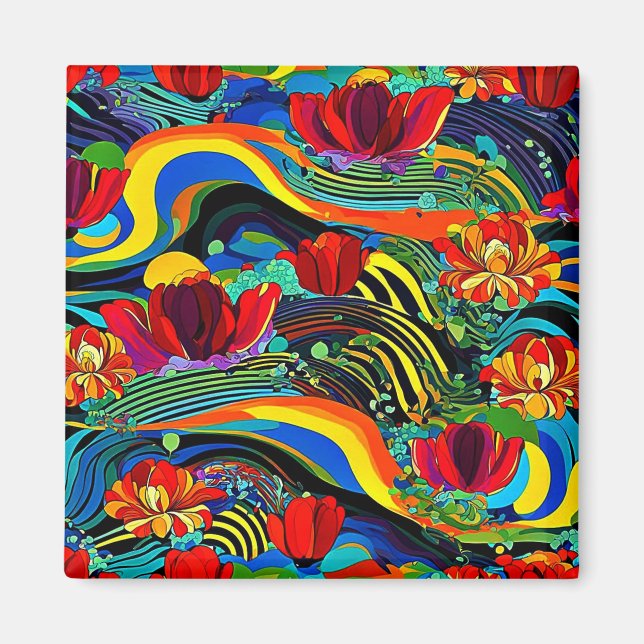 Psychedelic Floral 3 Magnet (Front)