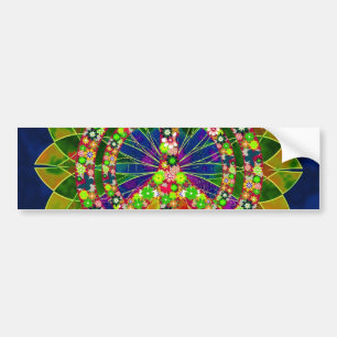 Psychedelic Floral Kaleidoscope Peace Sign Bumper Sticker
