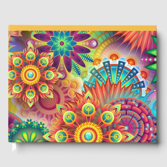 Psychedelic Floral Pattern  Guest Book (Front)