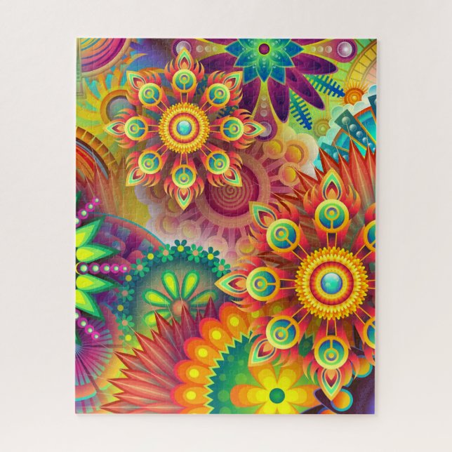 Psychedelic Floral Pattern  Jigsaw Puzzle (Vertical)