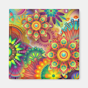 Psychedelic Floral Pattern Magnet