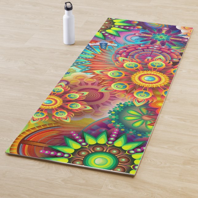 Psychedelic Floral Pattern  Yoga Mat (In Situ)