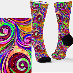 Psychedelic Floral Swirl Colourful Mystical Fantas Socks