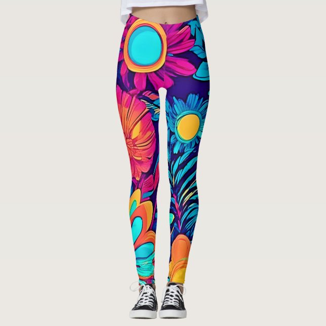 Psychedelic Floral Tapestry Leggings (Front)