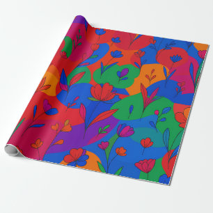 Psychedelic floral wrapping paper