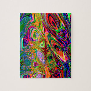 Psychedelic Florescent Abstract Twirls Jigsaw Puzzle