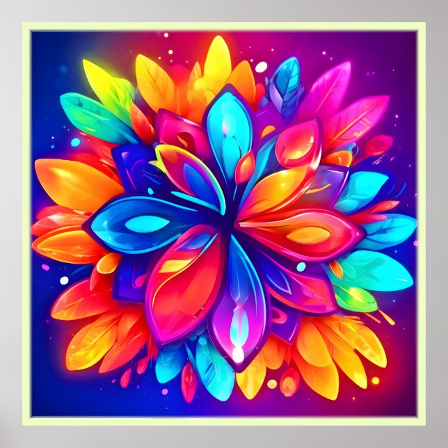 Psychedelic Flower Artwork Poster (Front)