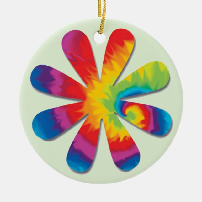 Psychedelic Flower Ceramic Tree Decoration (Front)