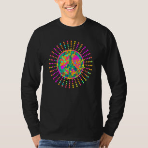 Psychedelic Flower Power PEACE Sign Mandala 1 - Fa T-Shirt