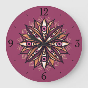 Psychedelic Flower with Trippy Creepy Eyes Large Clock