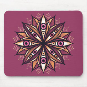 Psychedelic Flower with Trippy Creepy Eyes Mouse Mat