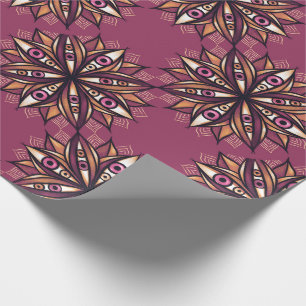 Psychedelic Flower with Trippy Creepy Eyes Wrapping Paper