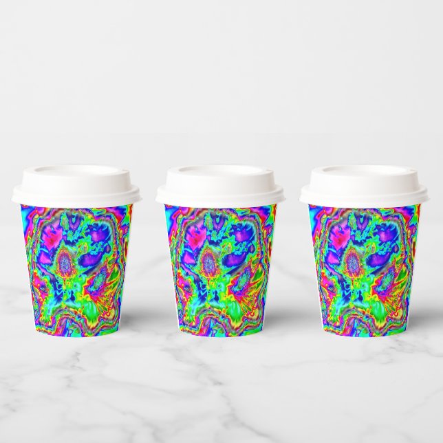 psychedelic flowers 1  paper cups (Multi)