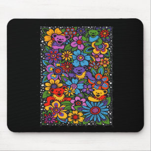 Psychedelic Flowers Dancing Bears Coloured Gratefu Mouse Mat