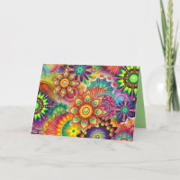 psychedelic flowers greeting card