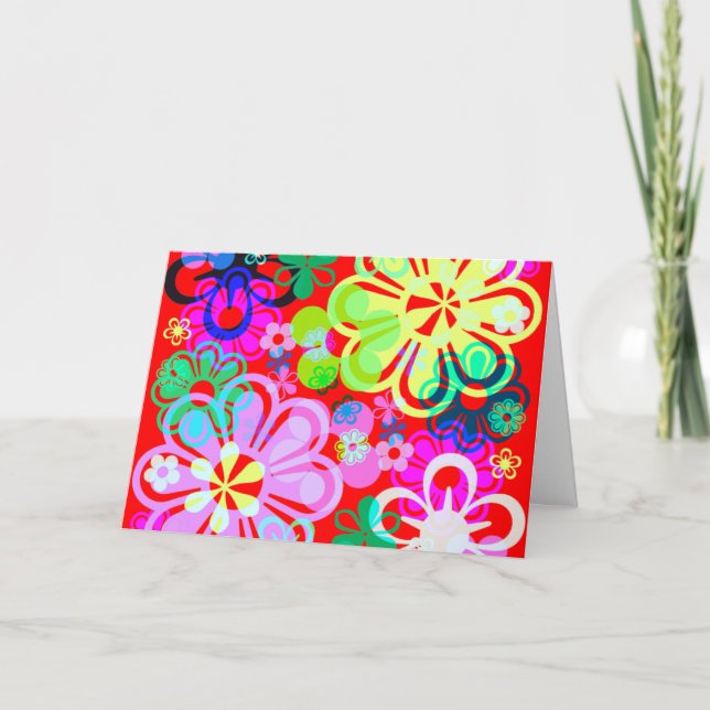 PSYCHEDELIC FLOWERS 'I LOVE YOU' CARDS (Front)