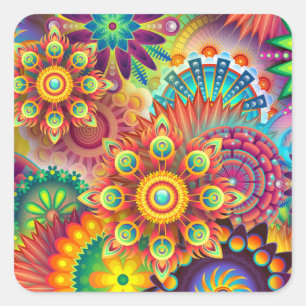 psychedelic flowers stickers