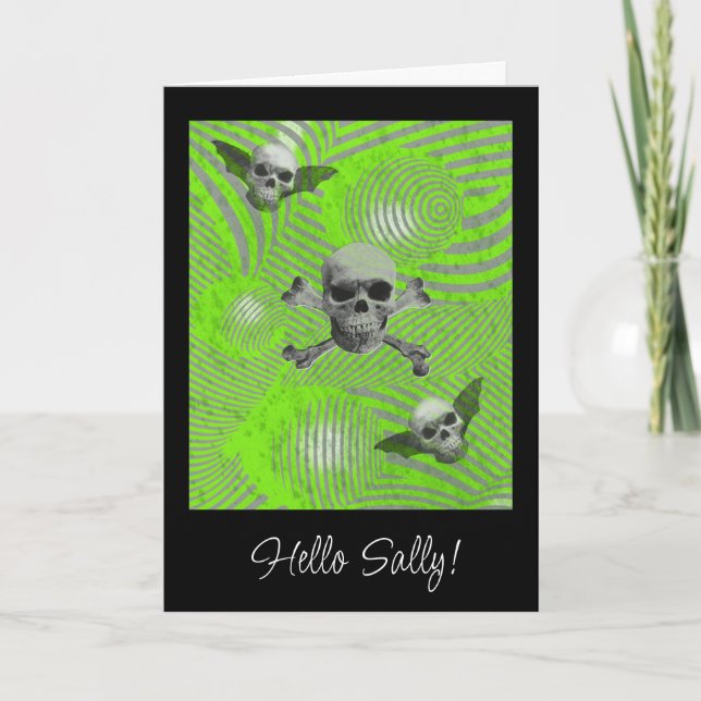 Psychedelic flying skulls card (Front)