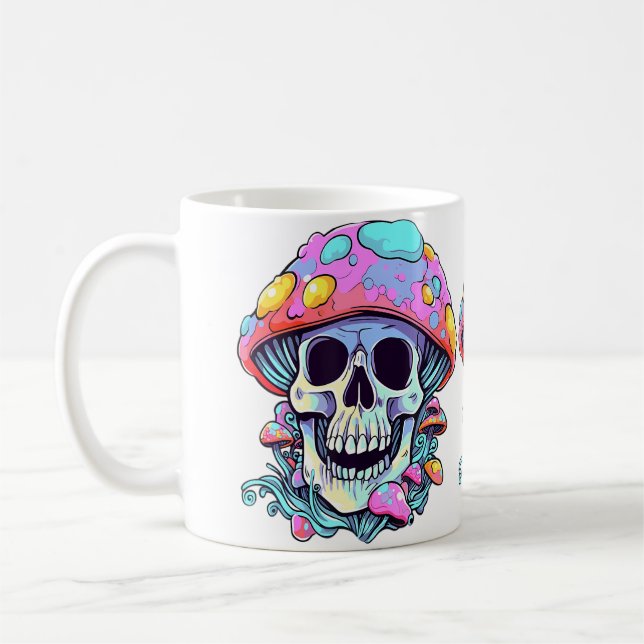 Psychedelic Forest Festival Edm Skull Dj Coffee Mug (Left)