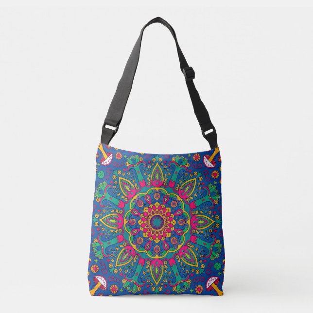 Psychedelic Forest Mandala Crossbody Bag (Front)