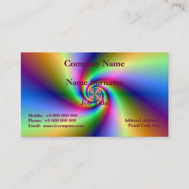 Psychedelic Four Wind Spiral  Business Card (Front)