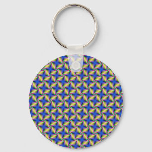 Psychedelic Four Winds Spiral tiled Key Chain