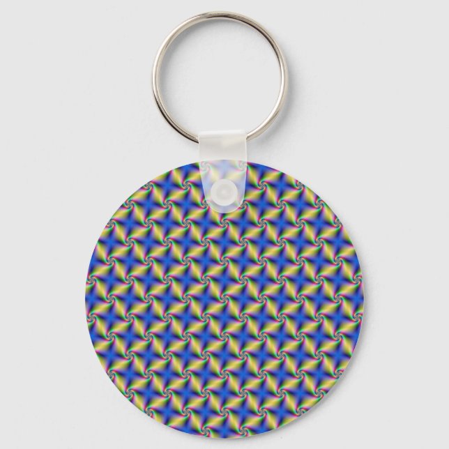Psychedelic Four Winds Spiral tiled Key Chain (Front)