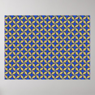 Psychedelic Four Winds Spiral tiled Poster