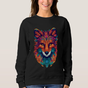 Psychedelic Fox Trippy Boho Indigenous Art Spirit Sweatshirt