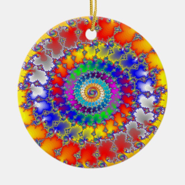 Psychedelic Fractal Ceramic Tree Decoration (Front)