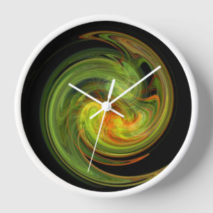 PSYCHEDELIC FRACTAL LIGHT VORTEX Abstract Orange Clock