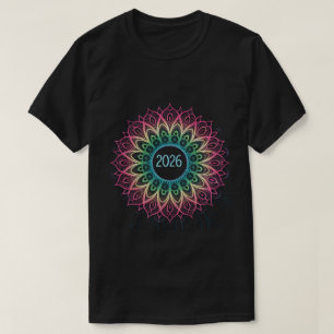 Psychedelic Fractal Mandala 2026 Design with Neon T-Shirt