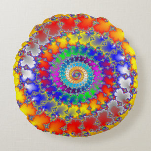 Psychedelic Fractal Round Cushion
