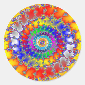 Psychedelic Fractal Spirals Classic Round Sticker