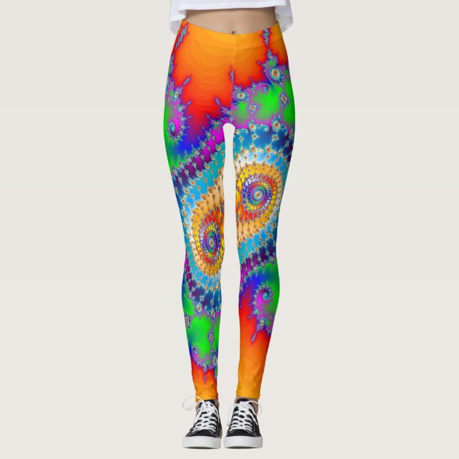 Psychedelic Fractal Spirals Leggings (Front)