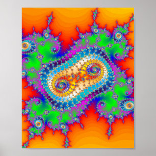 Psychedelic Fractal Spirals Poster