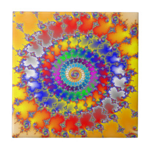 Psychedelic Fractal Spirals Tile