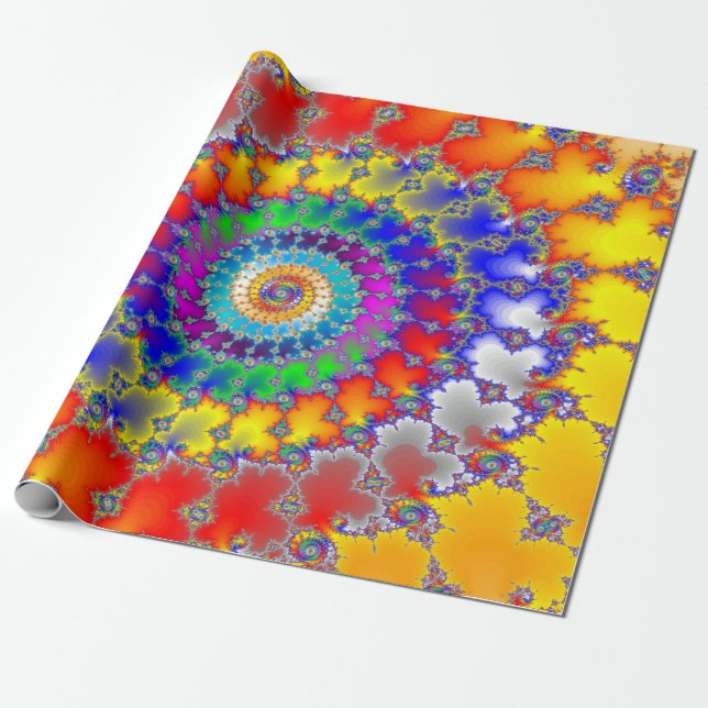 Psychedelic Fractal Spirals Wrapping Paper (Unrolled)