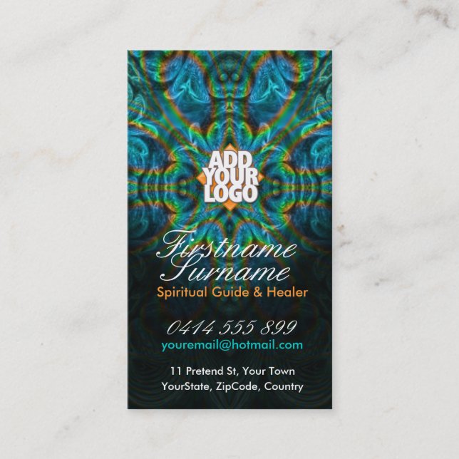 Psychedelic Fractal Spirit w/ Logo Business Cards (Front)