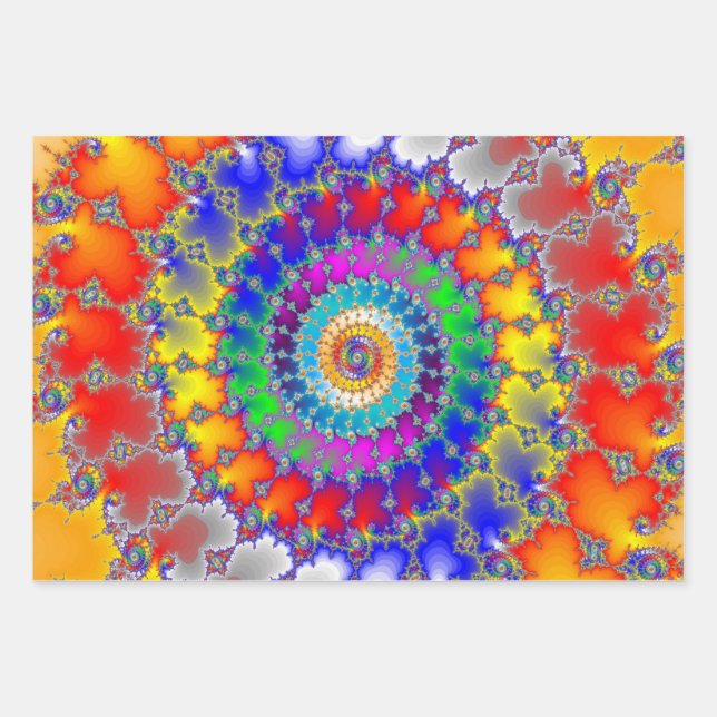 Psychedelic Fractal Wrapping Paper Sheet (Front)
